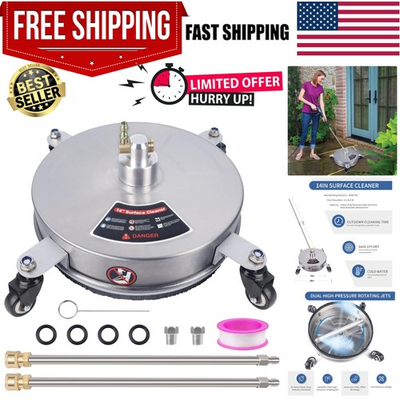 #ad Versatile 14quot; Pressure Washer Cleaner – Stainless Steel with Extension Wands $116.99