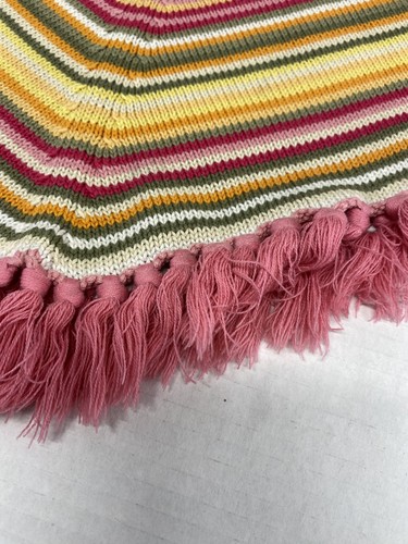 Gap Kids Knit Girls Hooded Poncho Shawl Fringed Multicolor Size XS 4-5 Vintage - Picture 7 of 8