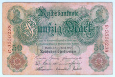 1910 Germany 50 Mark 3556238 Reichsbanknote Paper Money Banknotes