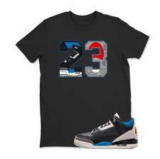 Number 23 Shirt to Match JD 3 Rare Air Jd Retro 3s Black/WHITE