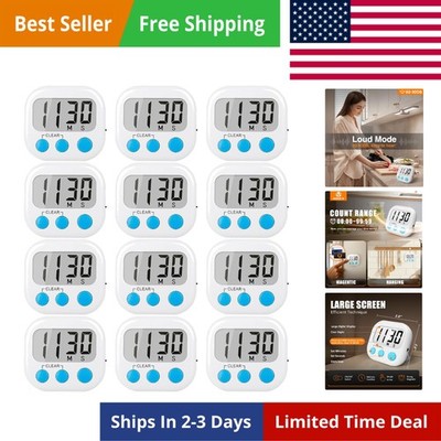 12 Pack Digital Kitchen Timers for Cooking Magnetic Timer for Cooking Loud Al...