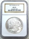 1921 Morgan Silver Dollar NGC MS63 Frosty White PQ Luster Classic Holder #U298K