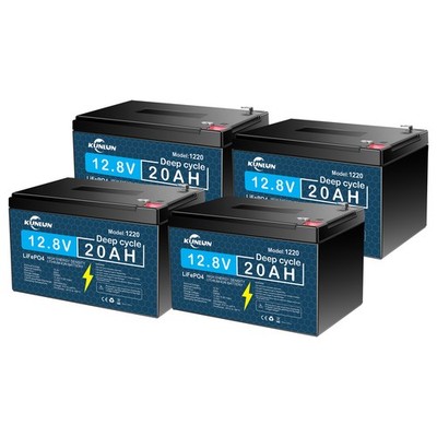 4 Pack 12V 20Ah LiFePO4 Lithium Battery, Deep Cycle, for UPS, E-Scooter