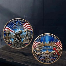 9/11 Never Forget 343 FDNY Firefighter Memorial Challenge Coin 25 Years HV348