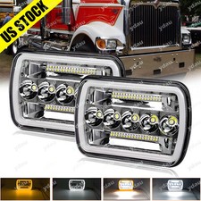 Pair 5X7" 7x6" LED Headlights Hi Low Beam For International IHC 9200 9900 9400i