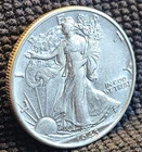 1943 Walking Liberty Silver Half Dollar - Fineness .900 - AU Condition