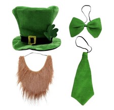St. Patrick's Day Party Costume Hat, Bow, Bow Tie, Beard Leprechaun Green Irish