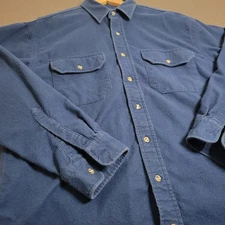 Vintage REI Shirt Mens Large Navy Blue Button Up Flannel Chamois Outdoors L/S