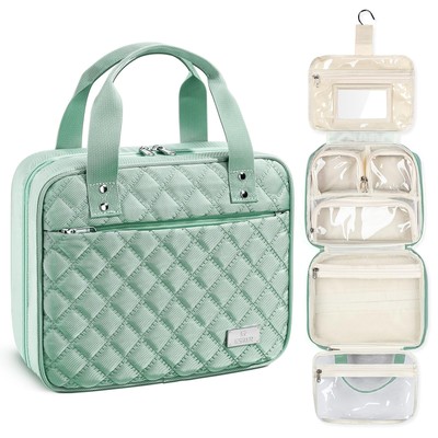 Women's Expandable Toiletry Detachable Clear Bag, Mint Green, Large