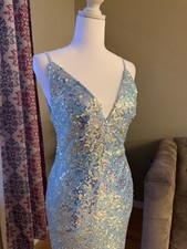 Fashion Nova XL Blue Sequin Mermaid Bodycon Dress V-Neck Sleeveless