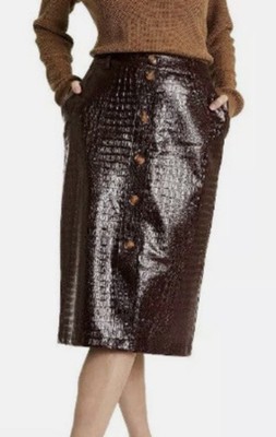 Rachel Comey featuring textured crocodile Pattern Skirt Women s 10 Measure Pics