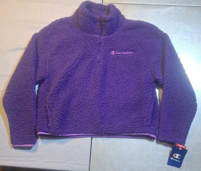 #ad Champion high pile Sherpa Rich Purple Quarter Zip sweatshirt Women’s Small NWT $24.99