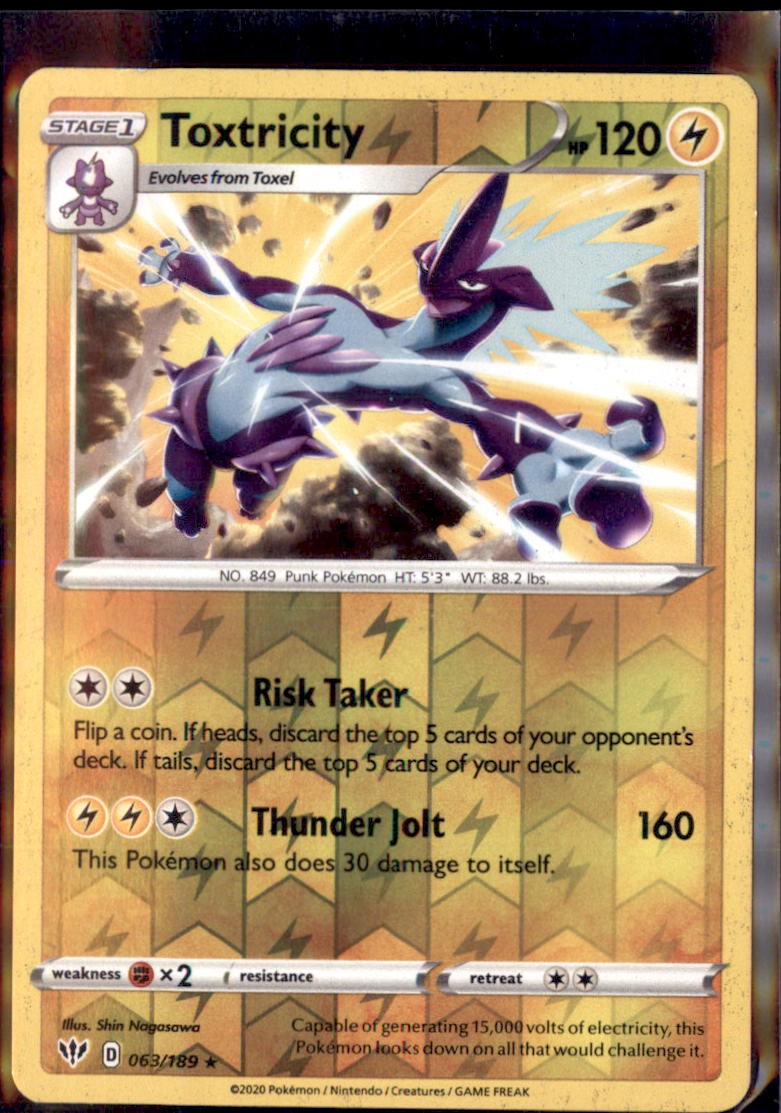 Pokemon Toxtricity 63/189 Darkness Ablaze Reverse Holo