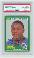 Barry Sanders 1989 Score 257 Rookie RC Signed PSA 10 Auto Lion King + HOF Insc.