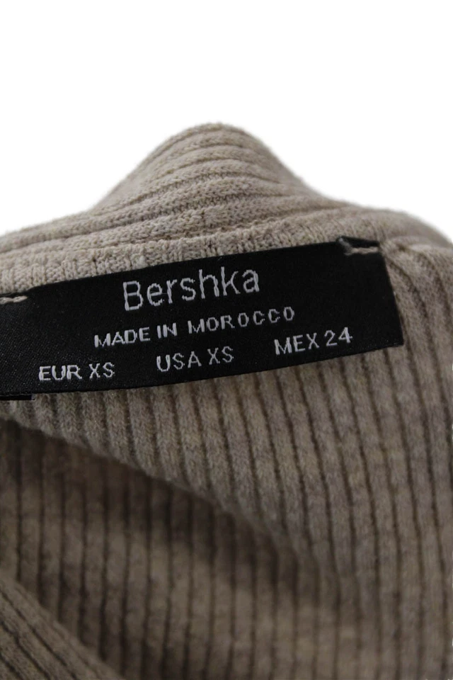 Bershka 女式针织短开衫衬衫上衣棕色 XS 码 — 第 4/4 张图片