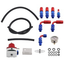 Universal Car Fuel System Kit 0-100PSI Regulator 7 AN6 Fittings 3 Braided Hoses