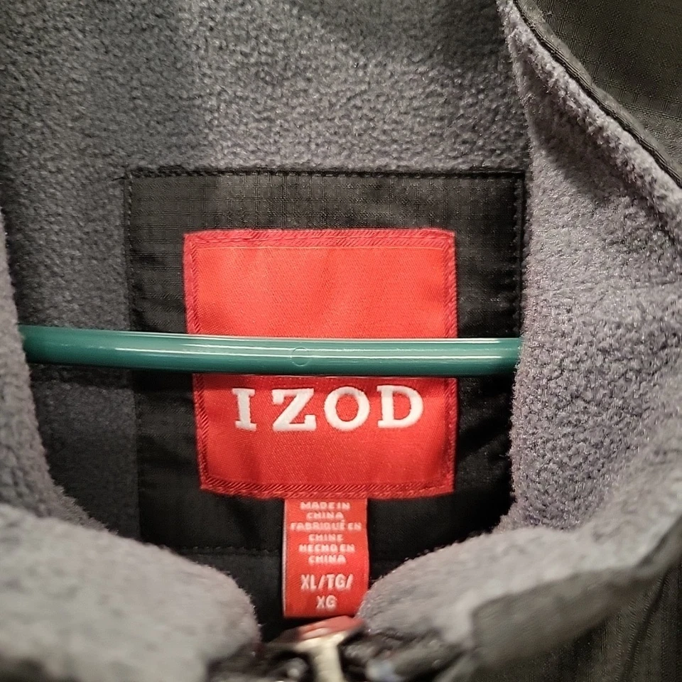 Izod Windbreaker Vest Mens Sz XL Black Lightweight Soft Shell Fleece Lining Zip - Image 2 of 4