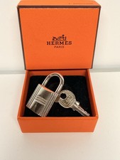 HERMES Set of Padlock Key Cadena Silver Charm Number random