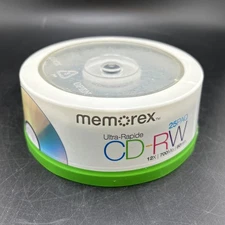 Memorex 25 Pack High Speed CD-RW Rewritable 12X 700MB 80min BLANK CDs NEW SEALED