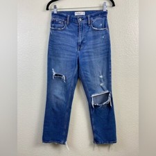 Abercrombie  Fitch The Ankle Straight Jeans Womens Size 25 Ultra High Rise Blue