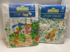 Vintage Riegel Diaper Stacker  Crib Ruffle Lot Sesame Street Made in USA New 