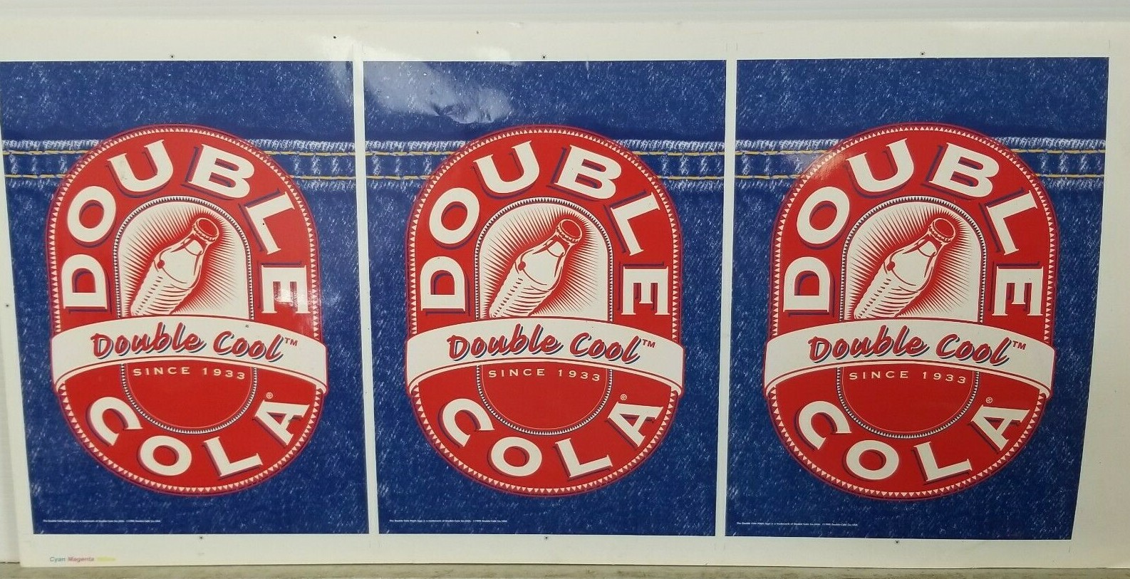Double Cola Double Cool Denim Motif Advertising Proof Vintage 