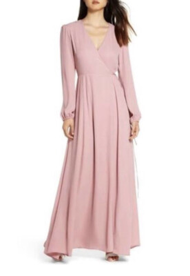 wayf long sleeve wrap dress Sweater Midi Wrap Dress Black / XS