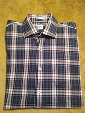 PETER MILLAR 100 Cotton Button Up Long Sleeve Shirt Men's Size Large Pocket