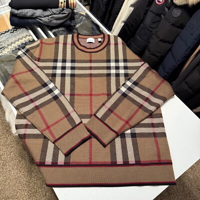 Burberry Naylor 100% Wool Classic Nova Check Crewneck Sweater