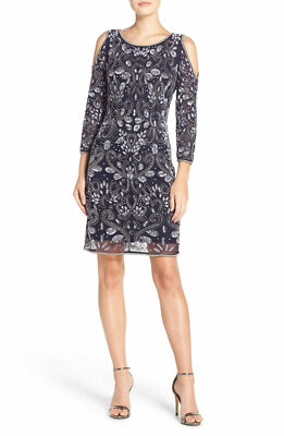 embellished mesh sheath dress pisarro nights Pisarro Nights Mesh Short Sleeve Beaded Sheath Long Gown at Hamilton Place  in Chattanooga, TN