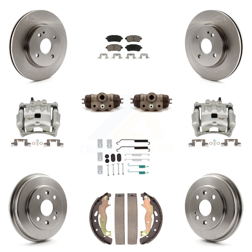Front & Rear Brake Caliper Rotor Drum Pad Shoe Cylinder Hardware Kit