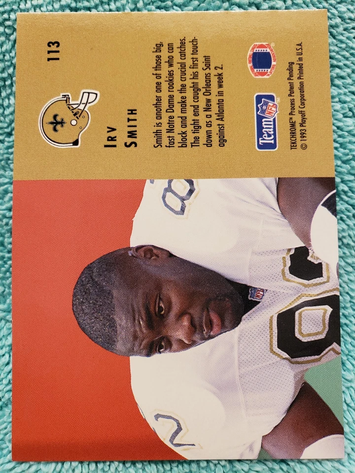 1993 PLAYOFF CONTENDERS IRV SMITH ROOKIES #113 NEW ORLEANS SAINTS RC - Image 3 of 4