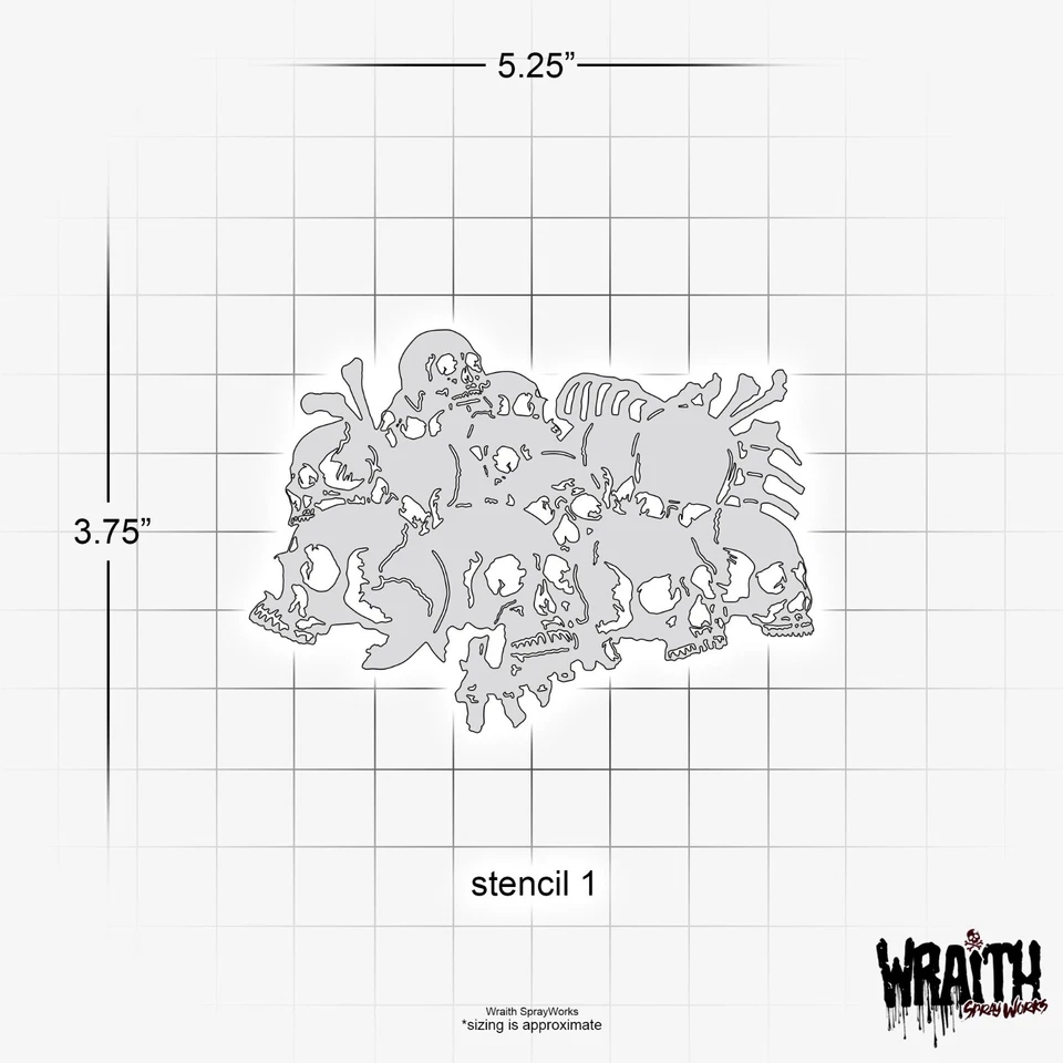 Skull Stack Mini Set #2 - Reusable Airbrush Stencil Template - Image 3 of 4