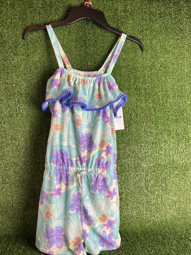 Hurley Girls Floral Ruffle Sleeveless Romper, Size L(12-14) - Picture 2 of 8