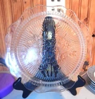 Iris and Herringbone Jeanette Glass Depression Glass Dinner Plates, clear, 2