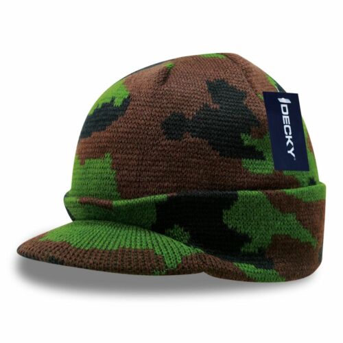 Decky Camo HybriCap Beanie Curved Visor Crocheted Thick Ribbed Warm - Picture 6 of 6