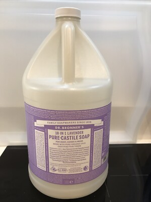 LEERE Dr. Bronner JUMBO SIZE FLASCHE gehalten Bio Lavendel Flüssigseife 3,8L