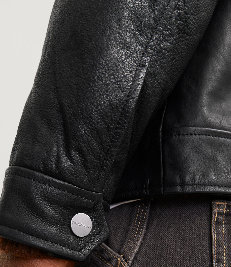 Jack & Jones Black Leather Jacket image 2