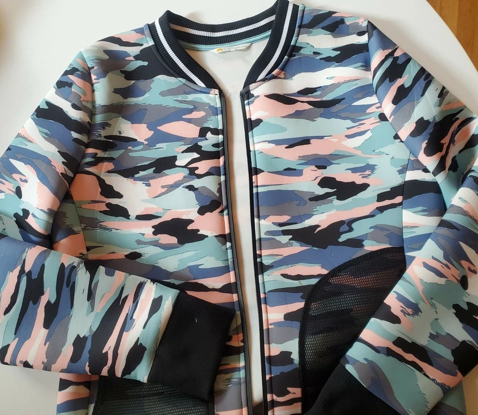 C&C CALIFORNIA Women's Camouflage Scuba Bomber Camo Full Zip Jacket Size L NEW - Image 2 of 4