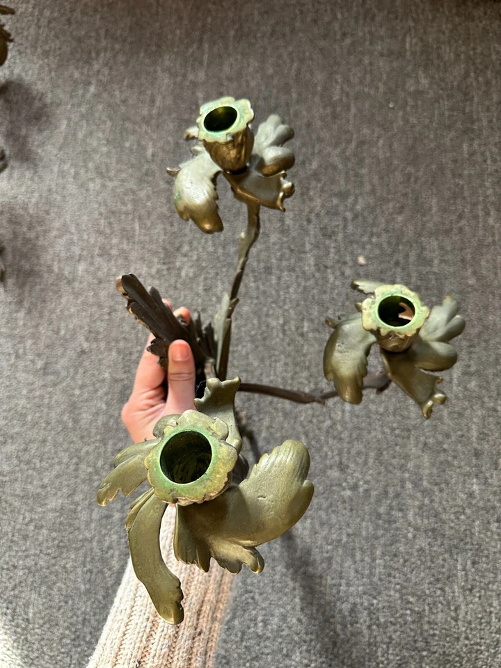 Apliques de vela franceses antiguos de bronce dorado rococó Luis XV, montaje en pared Foto 4 de 4