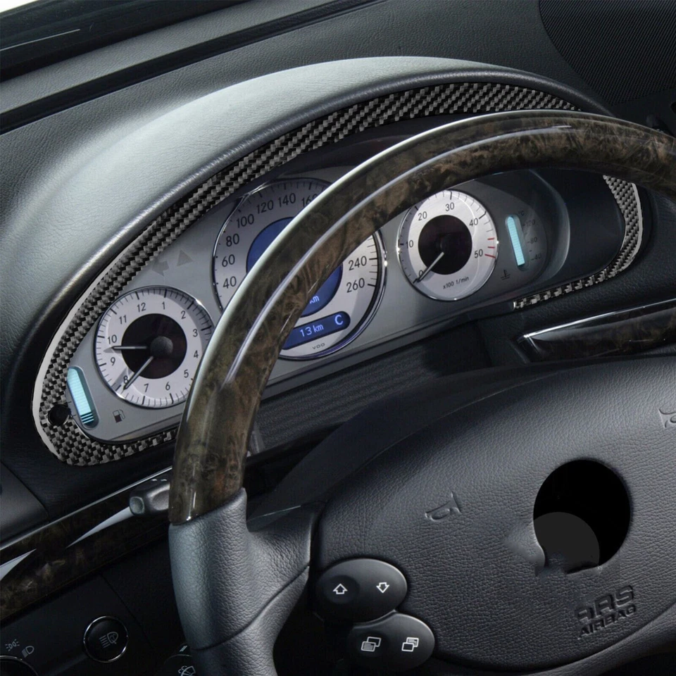 Cuadro envolvente velocímetro de fibra de carbono real para Benz clase E W211 2003-09 Foto 4 de 4