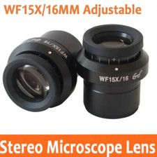 WF15X 16mm Zoom Adjustable Stereo Microscope High Eyepoint Eyepiece Lens 30mm