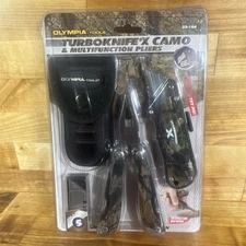 Olympia 2 Piece Camo Multi Tool Set Turbo Knife, Multi Pliers W/ Sheath - 33-164