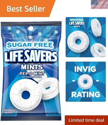 Refreshing Pep-O-Mint Sugar-Free Breath Mints - 12 Bags of 2.75 oz Each