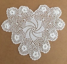 Handmade Crochet Doilies Heart Shape 12 Pieces