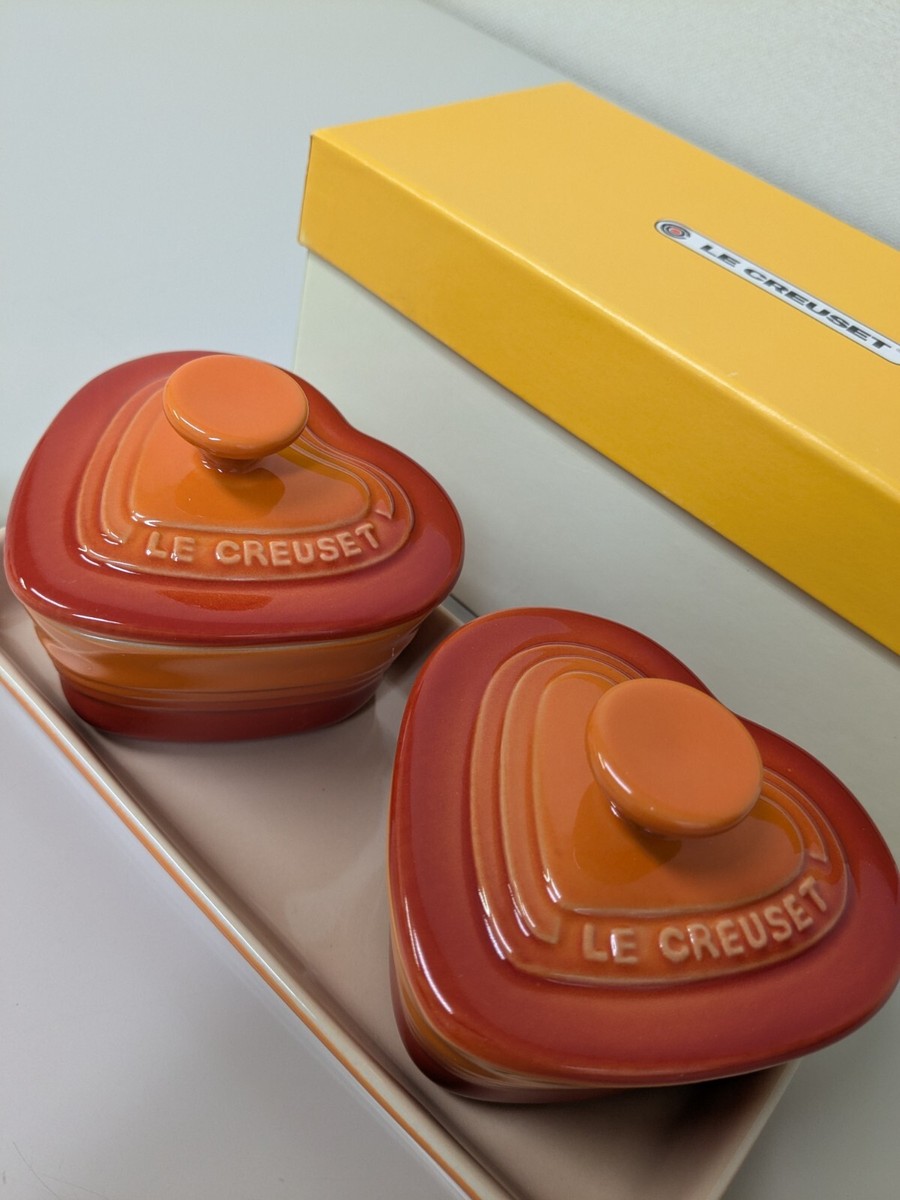 Le Creuset Petit Ramekin D'Amour Set of 2 with Tray Orange