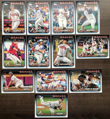 2024 TOPPS SERIES 1 BASE TEAM SET ATLANTA BRAVES STRIDER ACUNA QTY