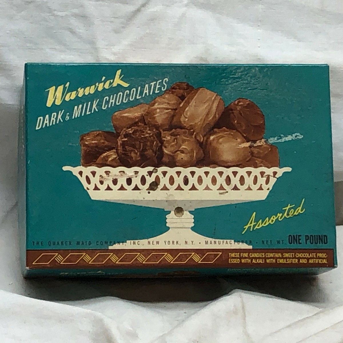 アンティーク雑貨 Handmade Gales Chocolate Box , USA Vintage Warwick Chocolates Box Only The Quaker Maid Co. New York