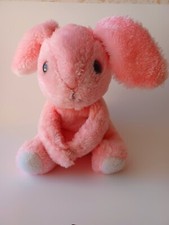 Vintage Wonder Toy Neon Pink Plush Easter Bunny Stuffed Animal White Ears  Feet