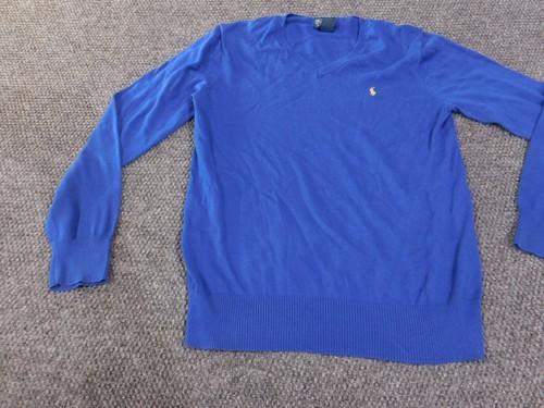 Polo Ralph Lauren sweater boys XL blue pony v-neck pullover knit cotton - Picture 3 of 10